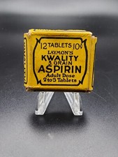 Vintage Medicine Box:  very rare Laymon's Kwality 5 gr ASPIRIN ~ empty Box picture