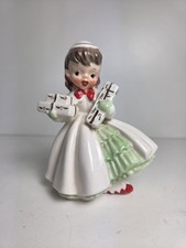 Vintage 1956 NAPCO Christmas White Dress Shopper Girl Figurine Japan picture