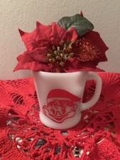 1/ Vtg Anchor Hocking Fire King ELF DECAL Milk Glass Coffee Mug Juice Cup picture
