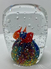 Art Glass Paperweight Large Dome Shape Goldfish Angel Koi Bubbles Pretty Perfect picture
