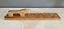 ATQ. 19th CENTURY HANDCARVED SCANDANAVIAN WOOD MANGLE BOARD HORSE & FLOWERS picture