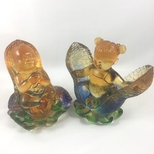 Liuli Crystal Glass Feng Shui Lucky Boy Girl Figurines Ornament – Wealth Bringin picture