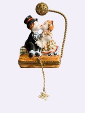 Very Rare Rochard Limoges France Kissing Couple Under Street Light W Charm Mint picture