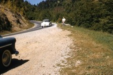 35mm Slide 1950s Red Border Kodachrome Cars Side of the Highway Kingston ON picture