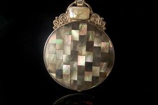 VINTAGE SAJEN SIGNED MOBE PEARL MOTHER OF PEARL MOSAIC 925 STERLING PENDANT MR picture