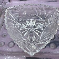 Vintage Elegant cut glass footed candy nut dish hand cut flowers triangle 3 foot picture