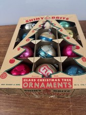 Vintage Shiny Brite Set of 12 Large Assorted Christmas Ornaments  picture