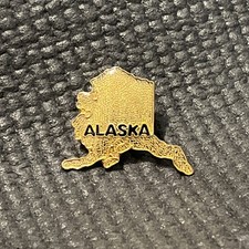 Alaska State Lapel Hat Pin Gold Tone Vintage  P8013 picture