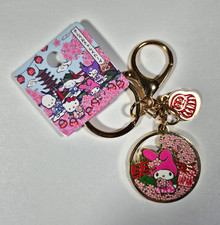 Sanrio My Melody Cherry Blossom Clip-On Metal Keychain Bag Charm Pink Gold picture