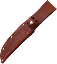 Natural Brown Basketweave Leather Sheath For Fixed Knife Blade Of Up To 5.5