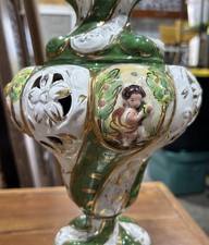 Antique 1954 CAPODIMONTE STELLACRAFT CHERUB Porcelain Lamp picture