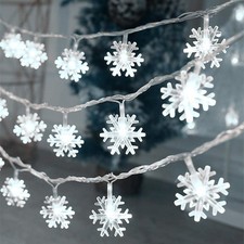 Luces navideñas, cadena de luces con forma de copo de nieve de 20 pies picture