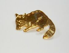 Vintage detailed gold tone Raccoon lapel hat large pins #1 NOS picture