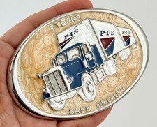 Vtg Pacific Intermountain Express PIE Trucking Company Belt Buckle Advertising picture