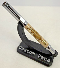 Handmade Curly Maple Wood Rollerball Pen Largemouth Bass Inlay Luxury Gift picture