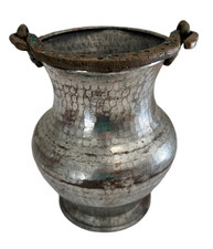 Vintage Indian Copper Vessel hand hammered Copper and brass verdigris patina 21