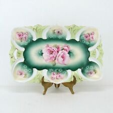 Antique R S Prussia Celery Tray Dish Porcelain Red Mark Roses Floral Bouquet picture