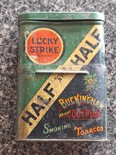 Vintage 1910 Lucky Strike Lithographed Cigarette Tobacco Tin Pre-war Paper Label picture