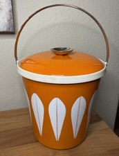 1960s Cathrine Holm Orange Lotus Enamel Ice Bucket:Grete Prytz Kittlesen Norway picture