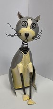 Whimsical Metal Cat Sculpture with Coil Spring and Legs  picture