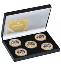 Yu-Gi-Oh x5 Gold Plated Commemorative Coin Set With Certificate picture