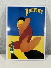 Vintage Perrier Metal Sign By Villemot Lovers Embrace 15”  X 21” Rare Must See picture
