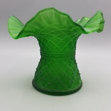Emerald Green Satin Glass Vase Diamond Ruffle Two's Company picture