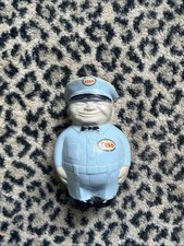 Vintage 1950s Esso Fat Man Gas Station Attendant Hard Plastic Coin Bank 5” picture