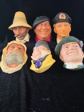 Vintage Bossons England Chalkware Heads Collection Lot of 6 picture