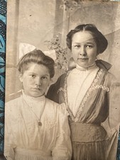 Two Young Women, Vintage Black & White Portrait Small Photograph, (D) picture