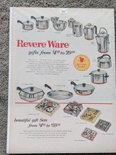 1956 VTG Original Magazine Ad Revere Ware Beautiful Gift Sets Dishes Pots Pans picture