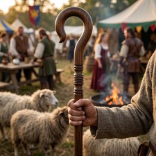Handcrafted Indian Rosewood Shepherd Staff, 180cm Detachable Crook Walking stick picture