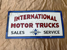 Porcelain International Motor Trucks Enamel Sign Size 24x12 Inches picture