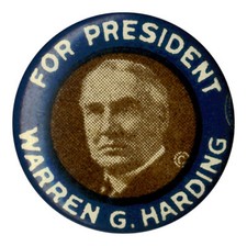 1920 Warren Harding FOR PRESIDENT Campaign Button picture
