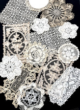 VTG LOT of 14 Doilies Hand Crochet Lacey Antique Placemats Doily Crafts Sewing picture