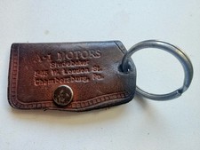 Vintage A-1 Motors Chambersburg PA Leather Dealership Key Holder Key Fob picture