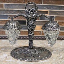 Vintage Godinger Silver Art Co. Hanging Grape Cluster Salt & Pepper Shaker Set  picture