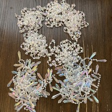 6 Vtg Beaded Iridescent Pink Beaded Garland Romantic Lot Crystal Cut 9Ft Each picture