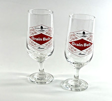 Vintage Two 1967 Grain Belt  Beer Drinking Glasses 7 Inch ACL Clear Stemmed picture