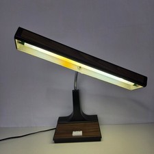 Vintage 70s Mobilite Model #168 Gooseneck Fluorescent Desk Lamp Woodgrain picture