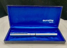 VTG AURORA AURETTA LUSSO FOUNTAIN PEN, STAINLESS STEEL w/BOX, LIGHT USE c1975 vg picture