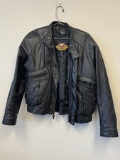 Harley-Davidson Leather Riding Jacket Men’s 44 Black w/ Liner Broken-In picture