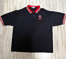 Vintage Lone Star Beer Polo Shirt XL Black Red Checkered Trim Texas Brew Y2K (E picture