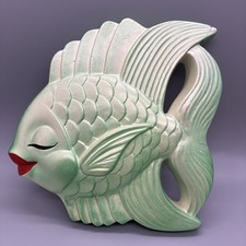 Miller Studio VTG 1950s Mid Century Green Chalkware Fish Wall Decor Kitsch *Read picture