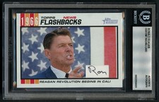 Ronald Reagan signed autograph Topps Flashbacks Custom Cut Card BAS Slabbed picture