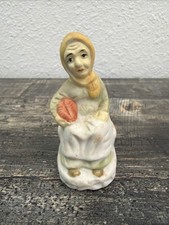 Vtg Grandma Flambro Figurine Lady with Basket of Veggies sitting on stool. picture