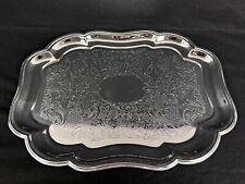 Shelton Ware Silverplate Rectangle Serving Tray with Ornate Etched Design 12x17 picture