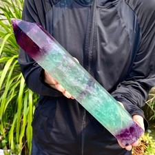 3.21LB Natural Fluorite Crystal Column Magic Wand Obelisk Point Earth Healing picture