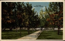 Medford Oregon ~ City Park ~ autumn foliage on trees ~ postcard sku567 picture