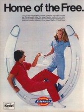 1982 Dickies Print Ad Horseshoe Home Of The Free One Piece Polyester Man Woman picture
